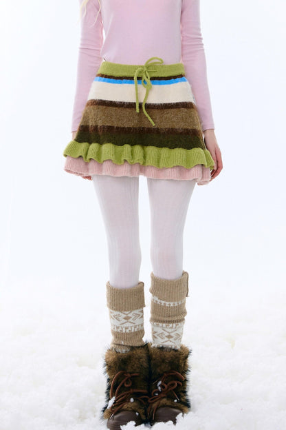 Retro Stripe Knit Skirt