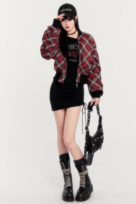 チェックリバーシブルフリースジャケット