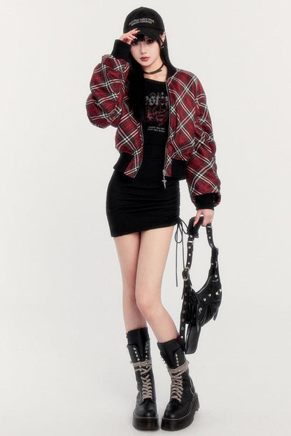 チェックリバーシブルフリースジャケット