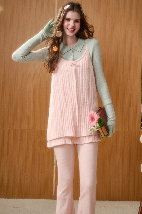 レトロスイートトップス+スリムパンツ