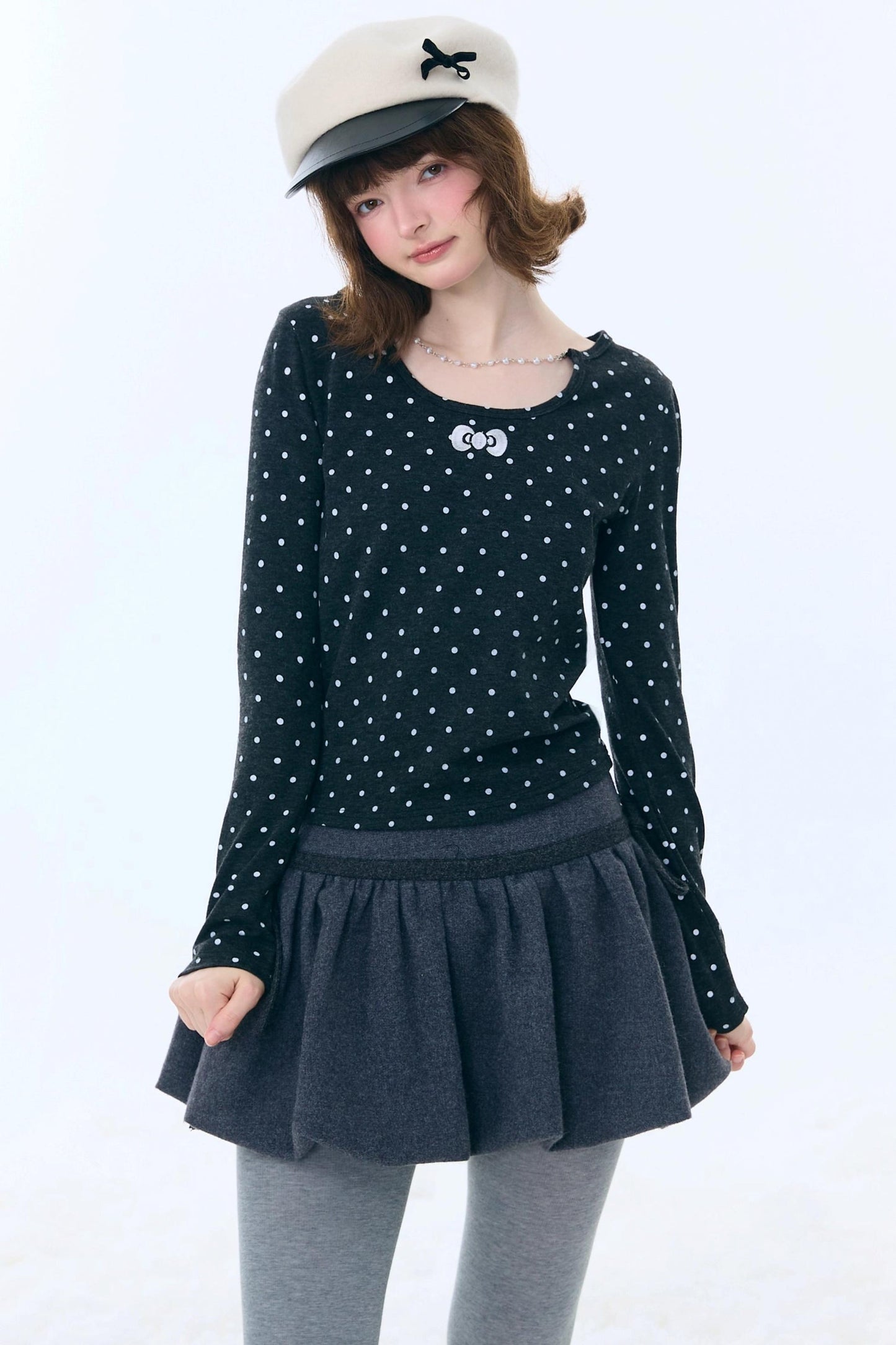 Polka Dot Chain Knit Top