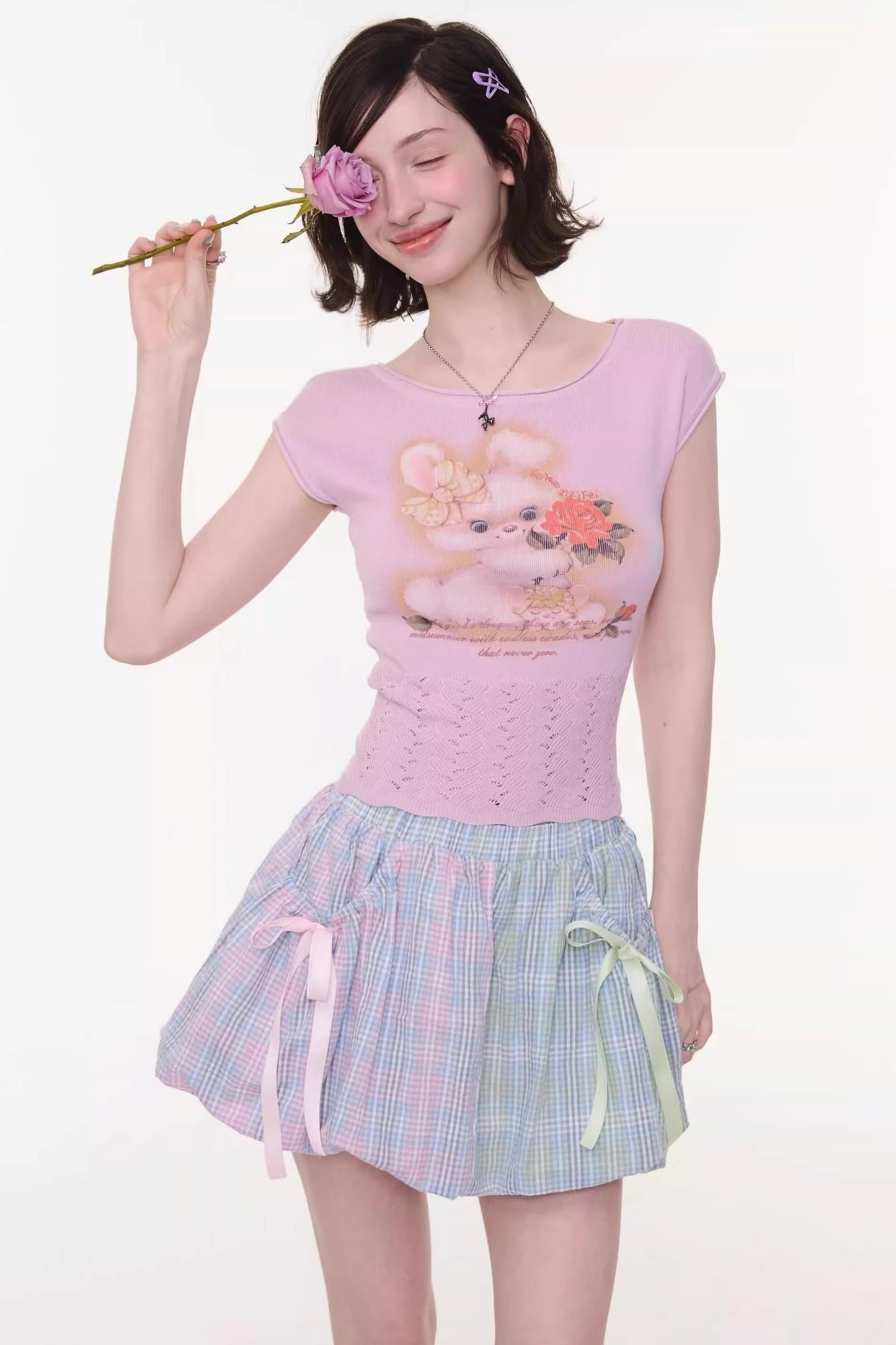 Sweet Rabbit Print Top