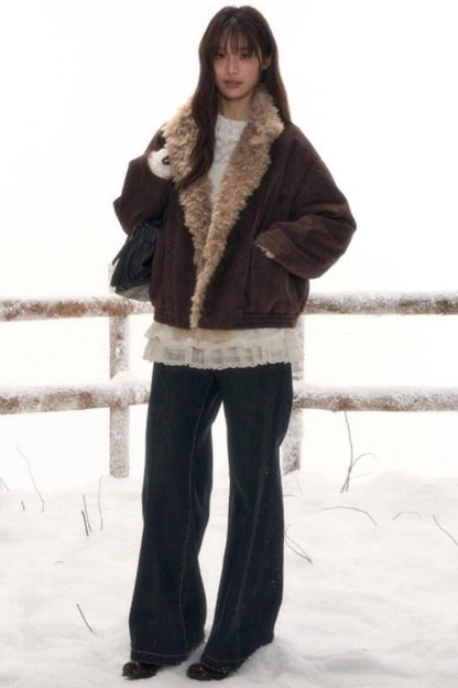 リバーシブルボリュームファーショートコート