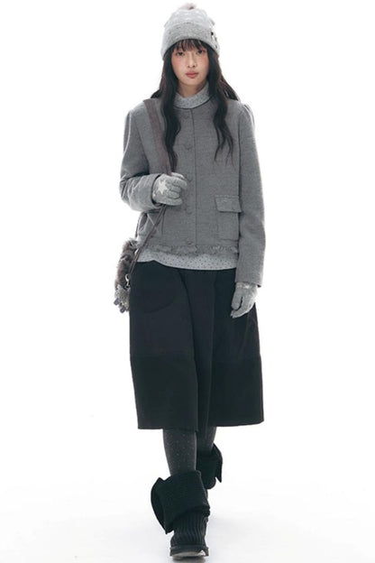 レトロトップス+プレッピープリーツスカート+スカーフ