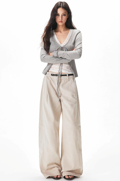 pantalón cargo lavado retro color albaricoque