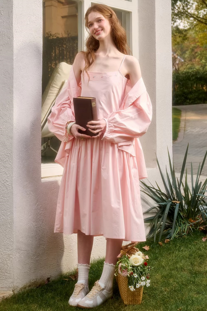 ベビーピンクスイートドレス+シャツ