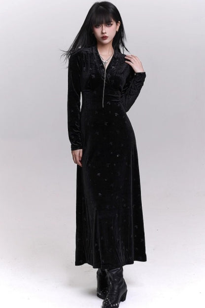 ブラックベルベットバタフライドレス