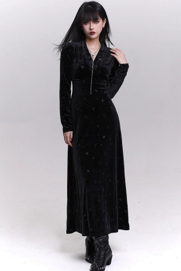 ブラックベルベットバタフライドレス