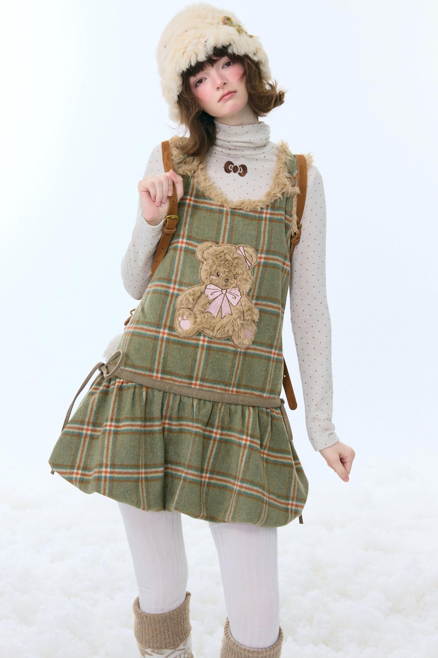 Forest Plaid Teddy Dress