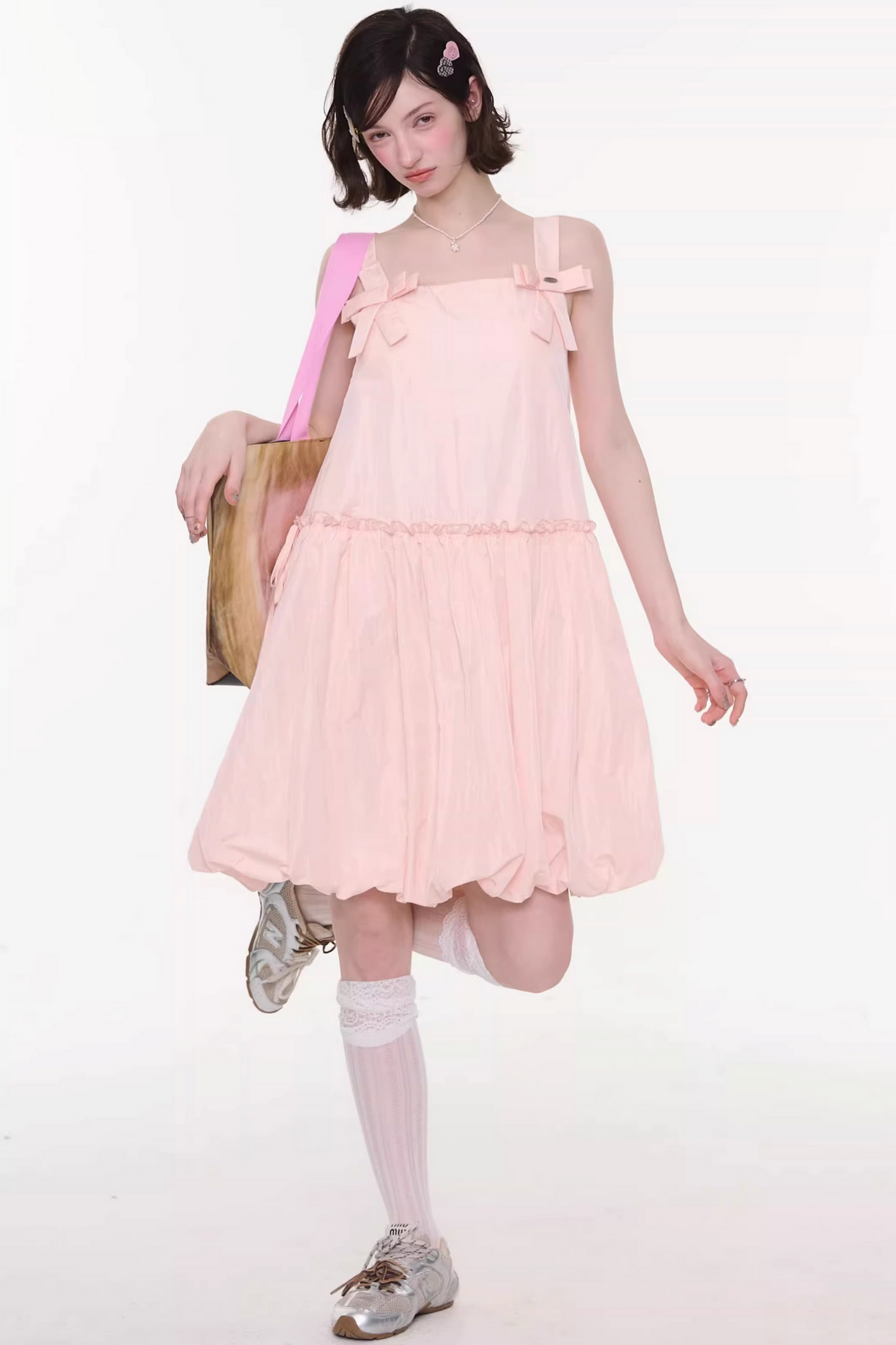 Ribbon Sweet Balloon Camisole Dress