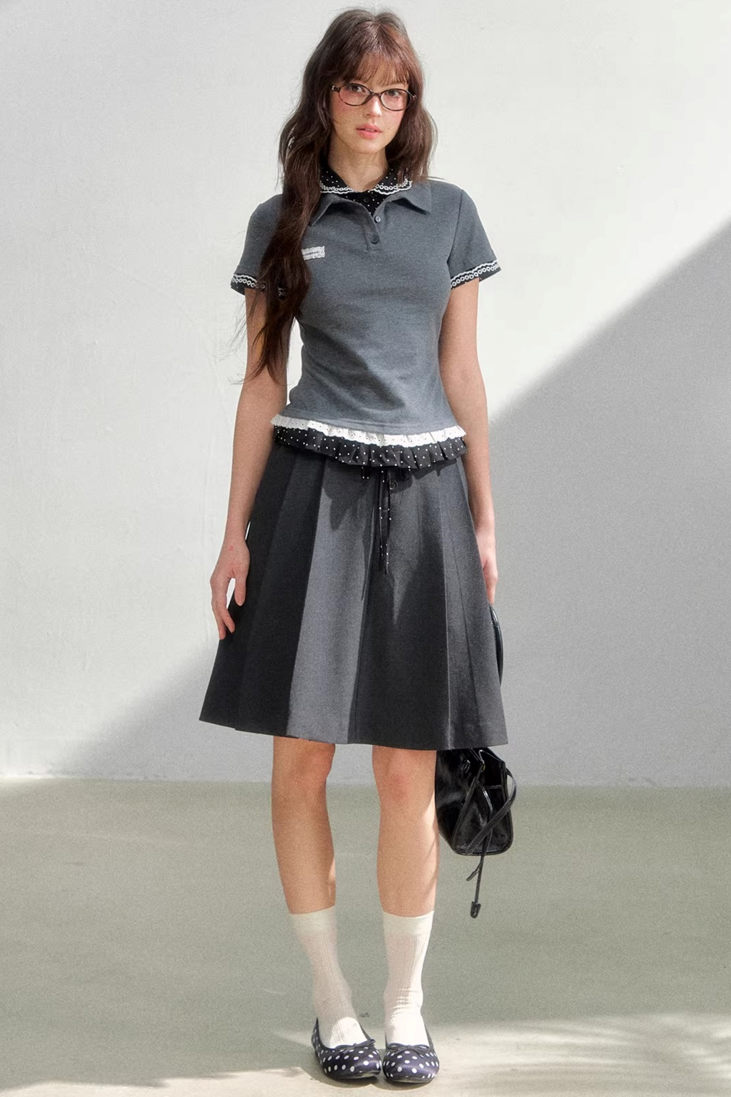 polo de punto con lunares retro