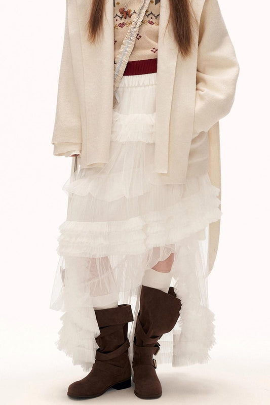 メッシュアシンメトリカルクラウドスカート