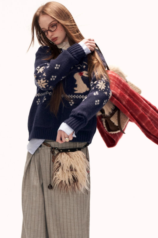 スノーフレークラビットニットカーディガン