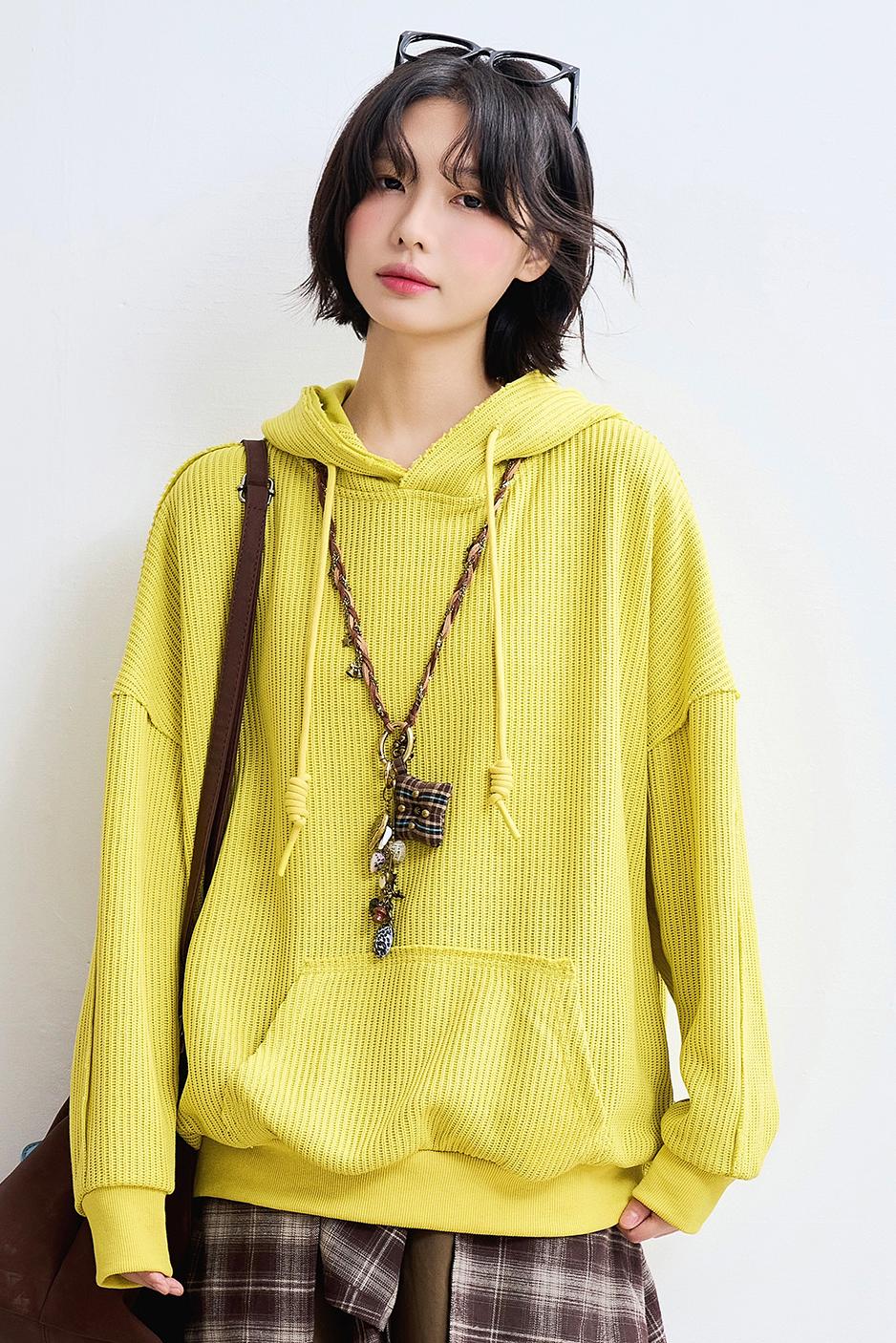 Casual Rib Knit Sweatshirt