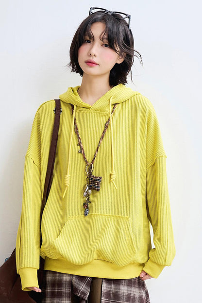 Casual Rib Knit Sweatshirt