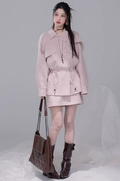 パウダーカラージャケット+スカート