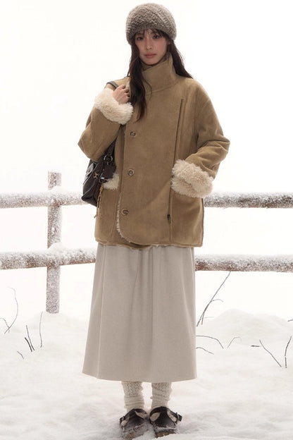 リバーシブルファースエードコート