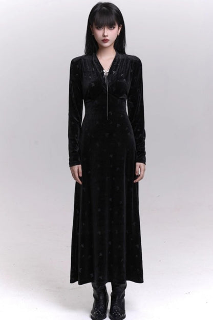 ブラックベルベットバタフライドレス