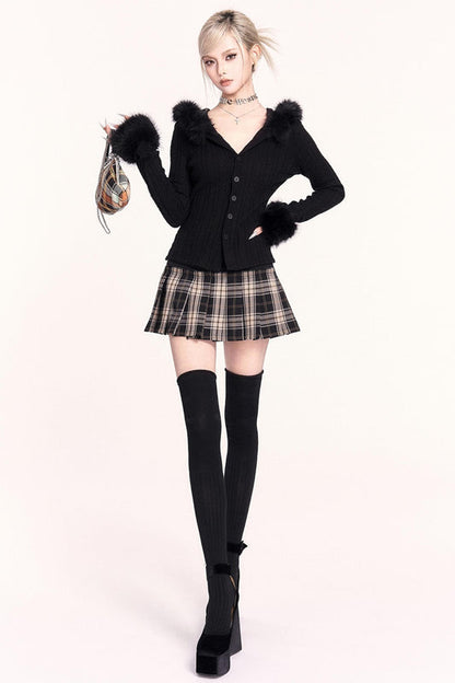 Fur Collar Hoodie Top