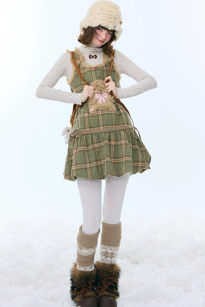 Forest Plaid Teddy Dress