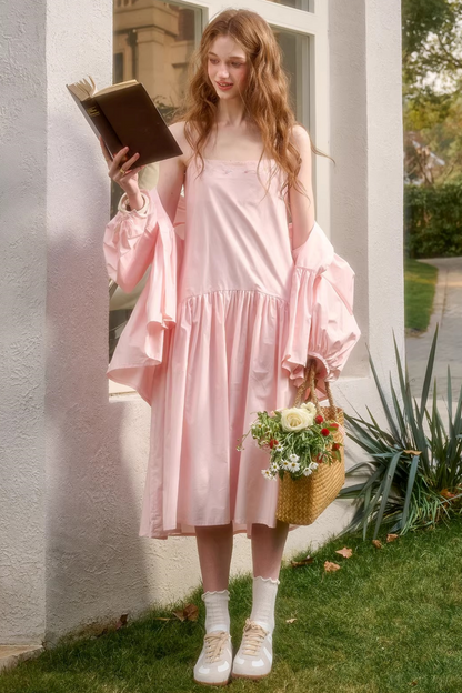 ベビーピンクスイートドレス+シャツ