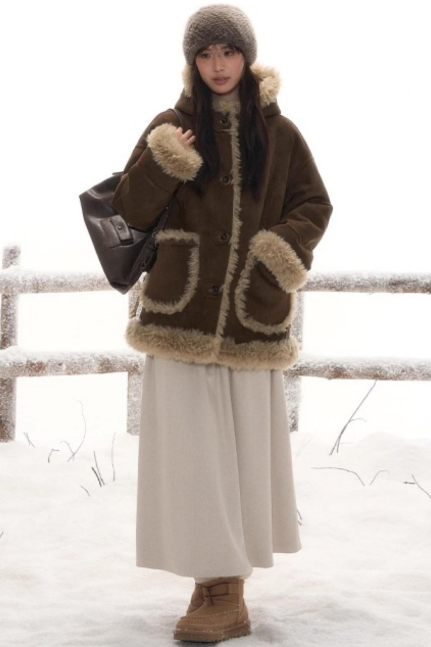 リバーシブルスエードファーコート