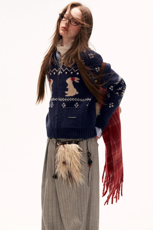 スノーフレークラビットニットカーディガン