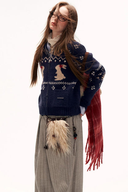 スノーフレークラビットニットカーディガン