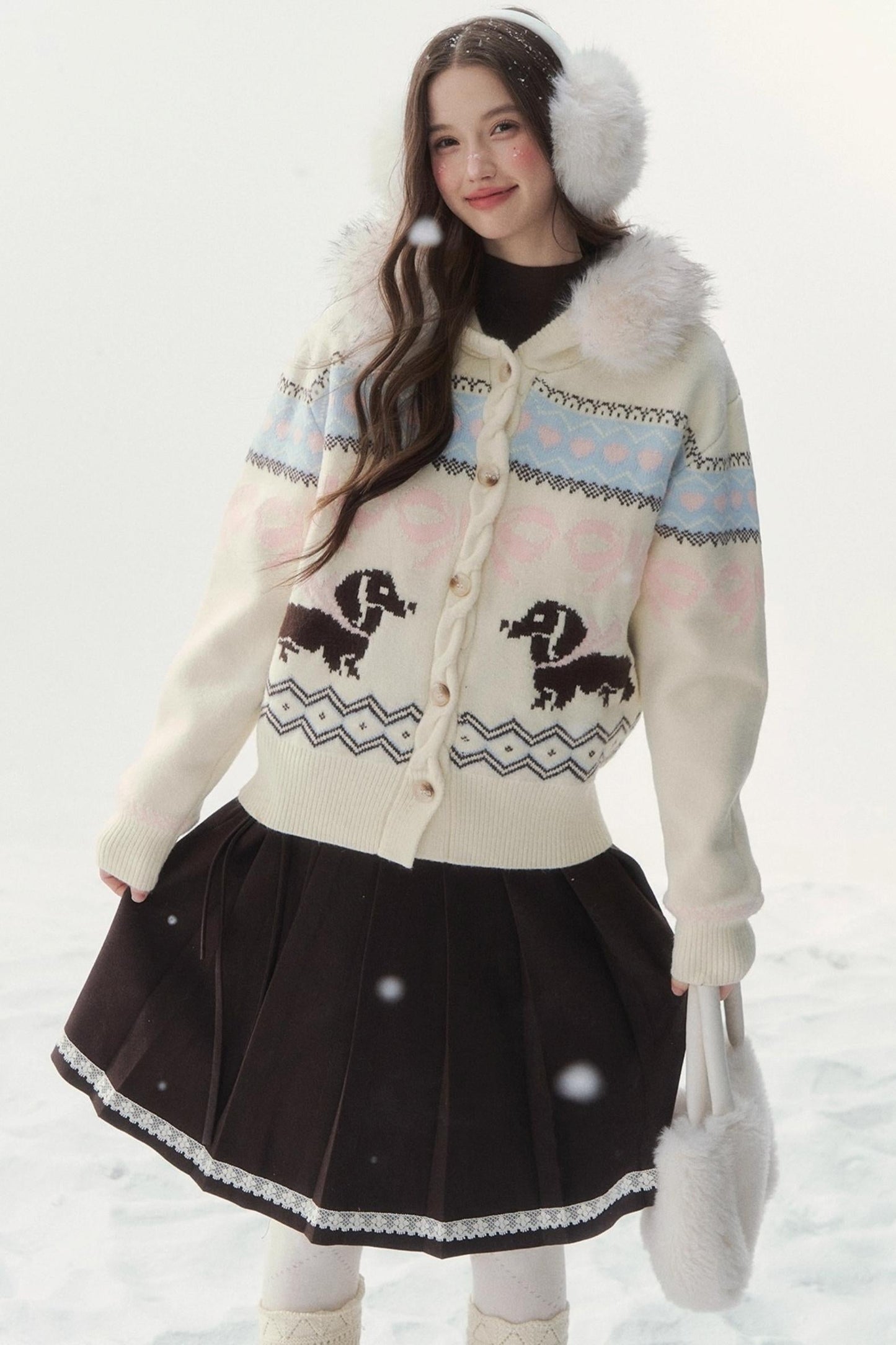 レトロフェアアイルダックスセーターカーディガン