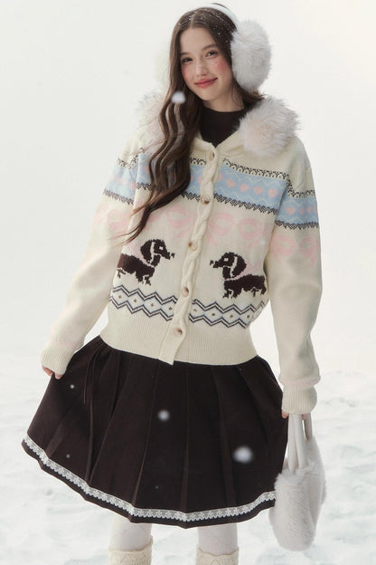 レトロフェアアイルダックスセーターカーディガン