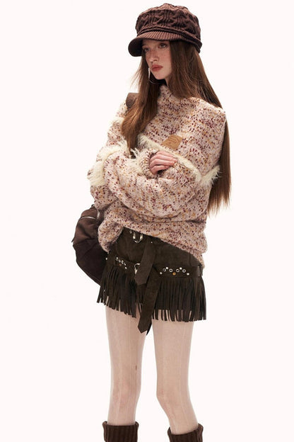 ミックスヤーンハイネックトップス