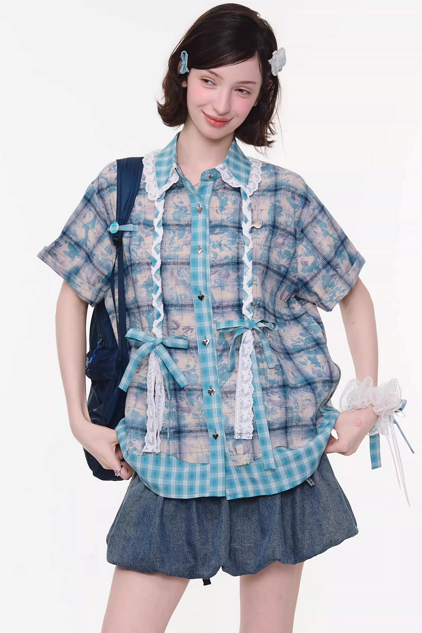 Camicia ampia a quadri Y2K