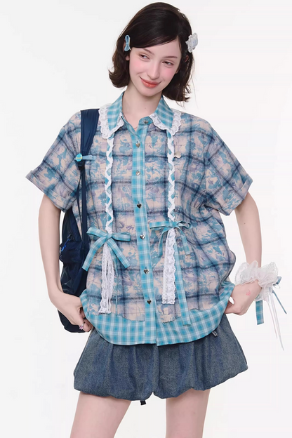 Camicia ampia a quadri Y2K