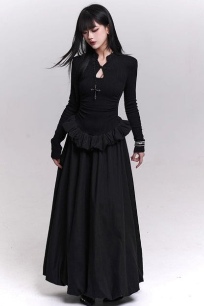 ブラックニットボディコンドレス