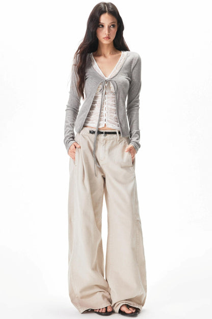 pantalón cargo lavado retro color albaricoque