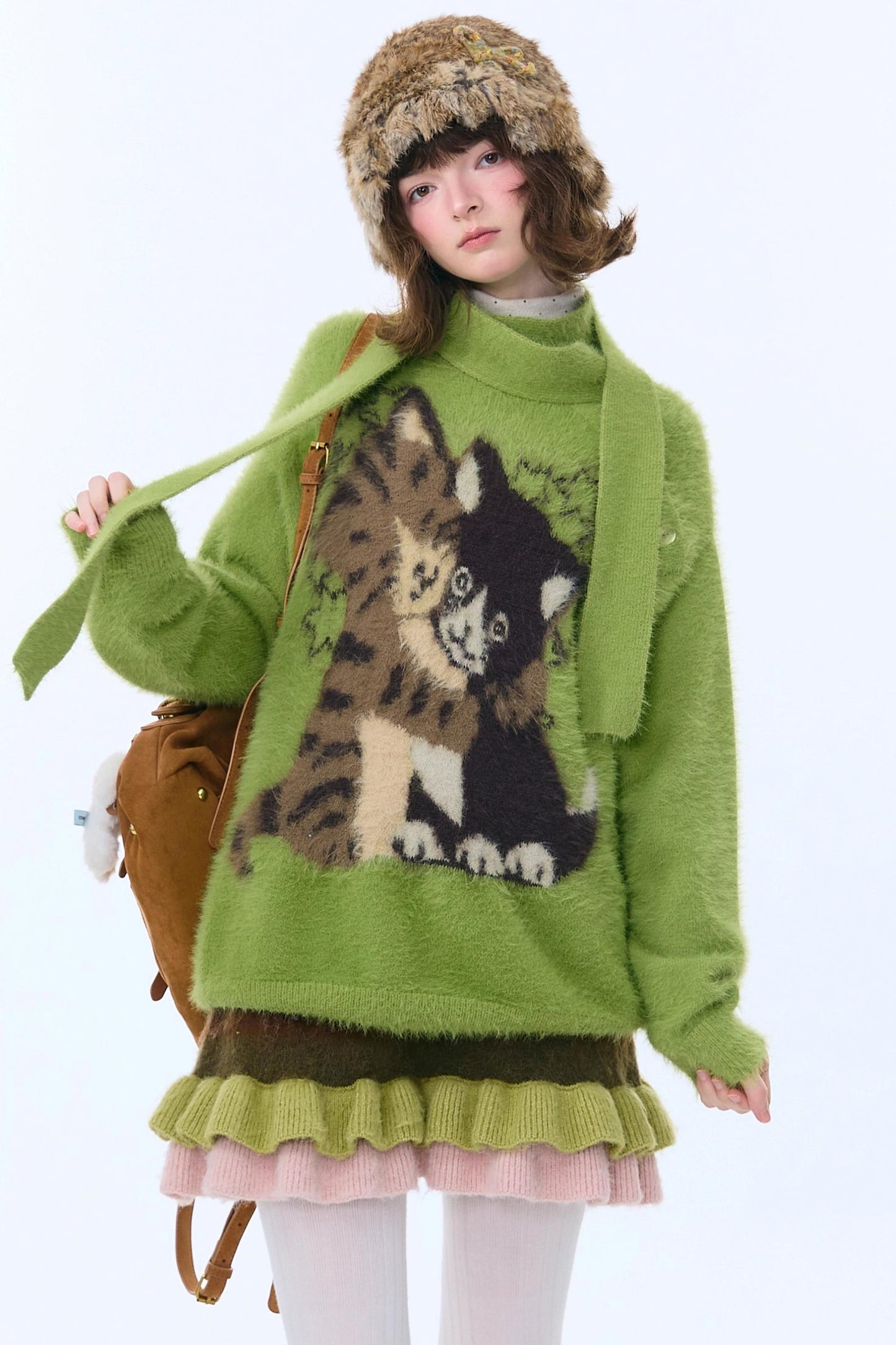 Retro Cat Pattern Sweater