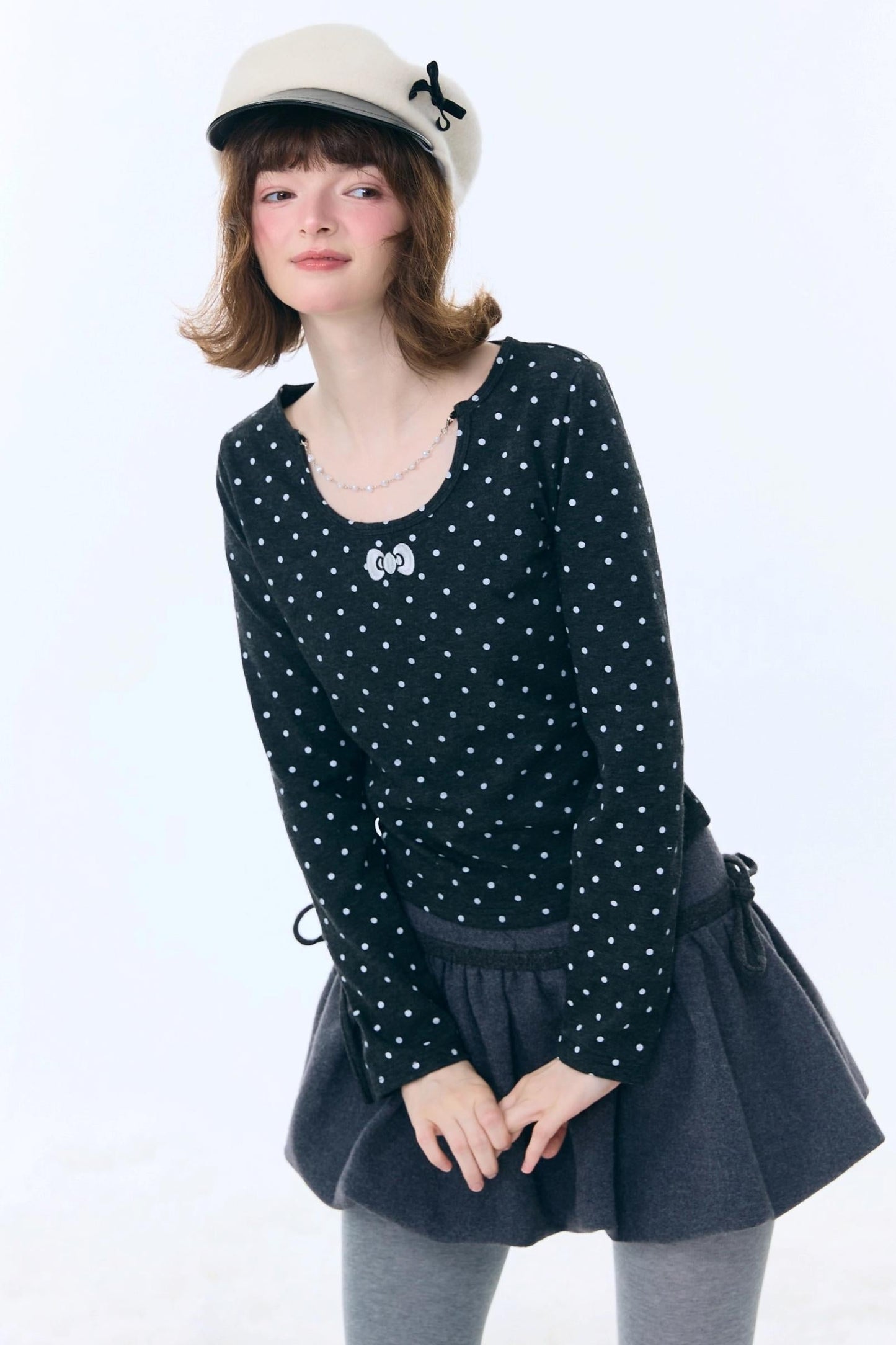 Polka Dot Chain Knit Top