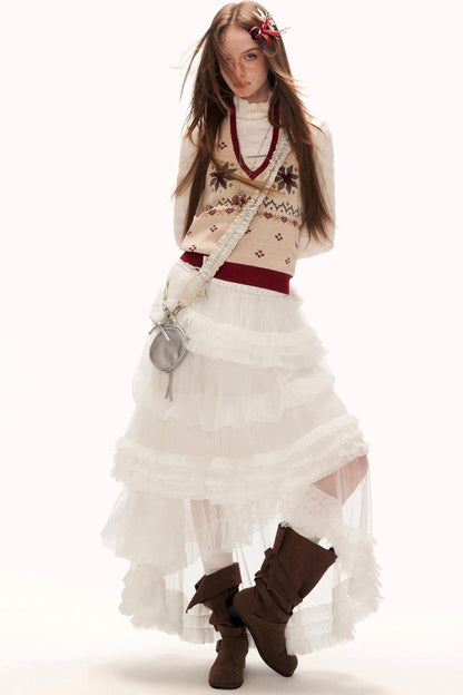 メッシュアシンメトリカルクラウドスカート