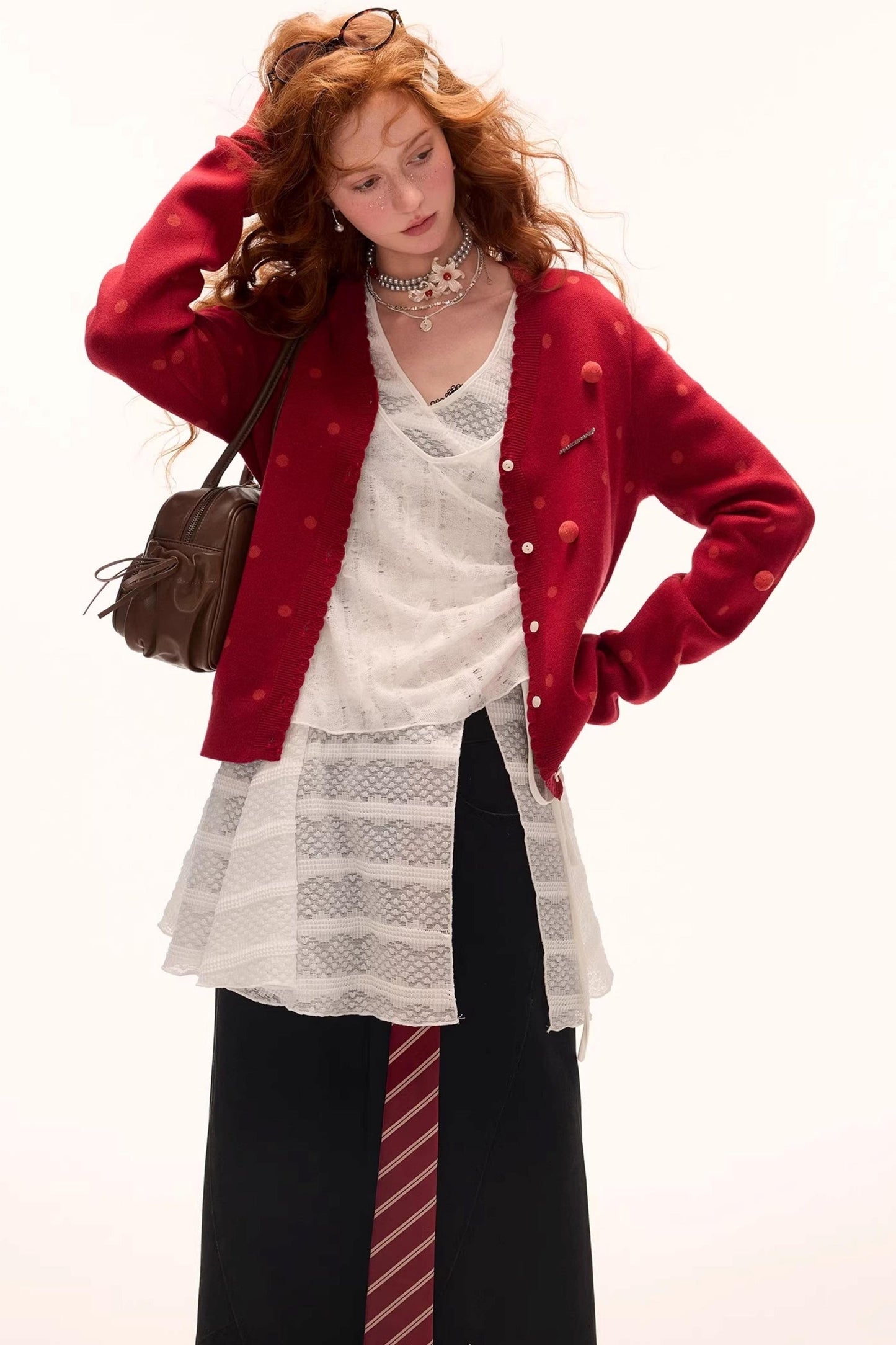 Dot Asymmetrical Cardigan