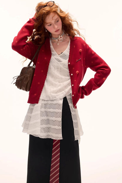 Dot Asymmetrical Cardigan