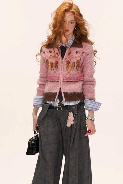 Pony Design Zip Sweater