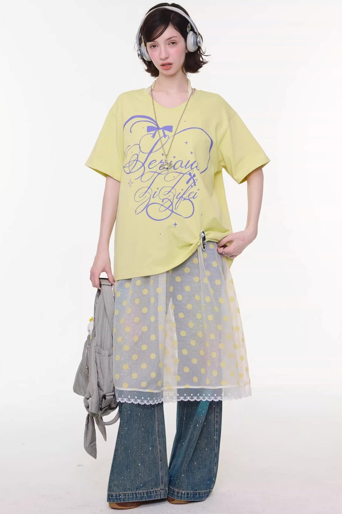 スターフォーリングブイネックトップス