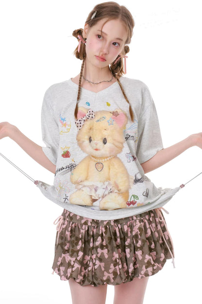 Top con scollo a V orsetti gommosi