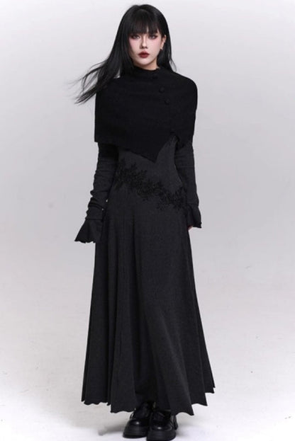 Gray Off-the-shoulder Knit Dress