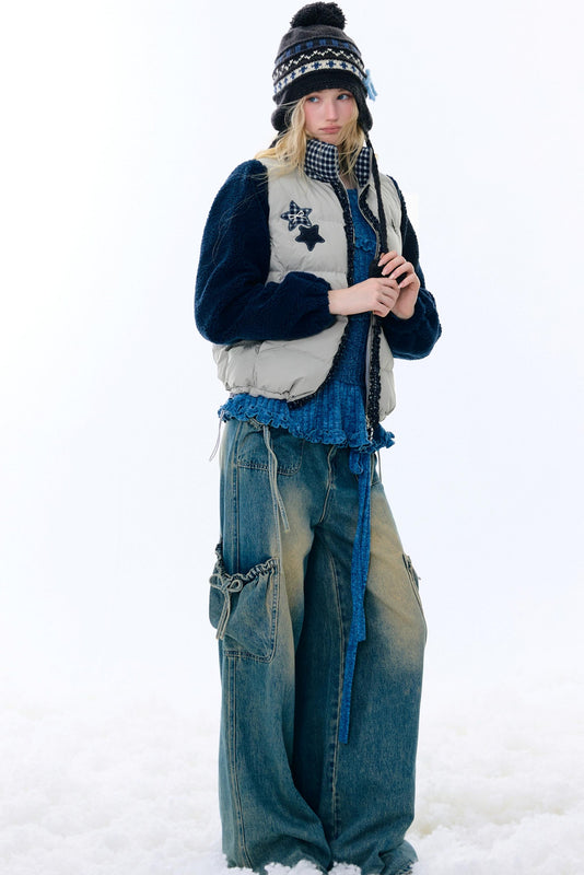 スタープリントカラーブロックコート