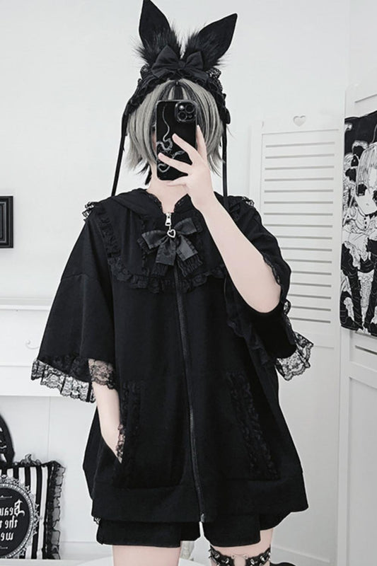 レースバニーサブカルジャケット+ショートパンツ