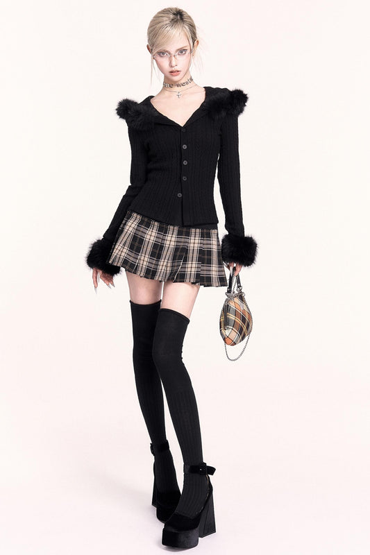 Fur Collar Hoodie Top