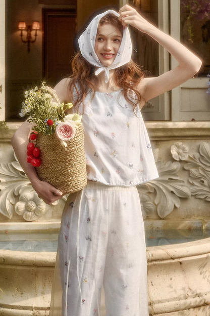 レトロフラワードレス+トップス+パンツ+カーテン+スカーフ