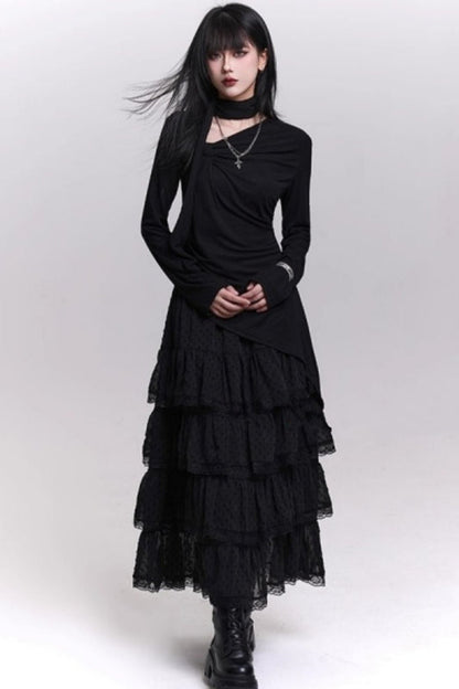 ブラックゴシックロングスリーブトップ