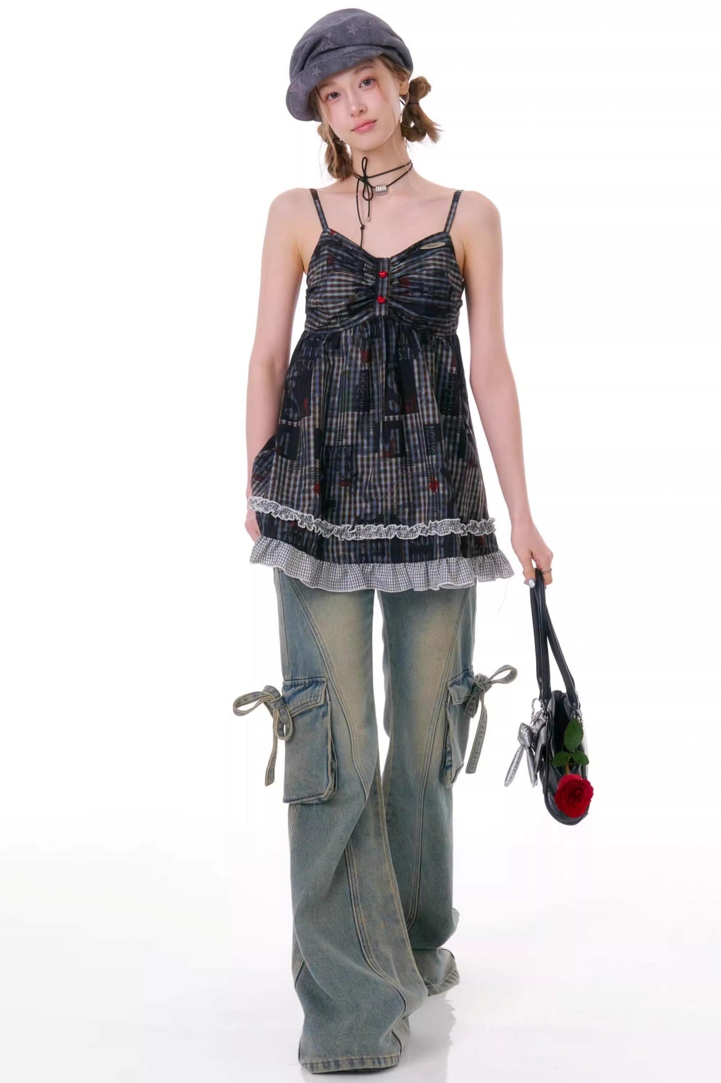 Retro Plaid Lace Top